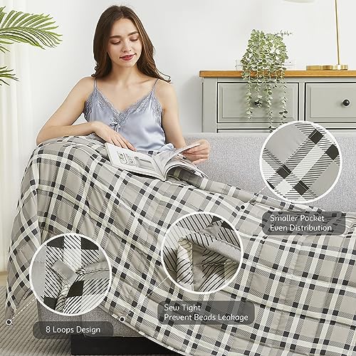 L'AGRATY Weighted Blanket - 60"x80" 20lbs Cooling Breathable Heavy Blanket Microfiber Material with Glass Beads for Adult All-Season Summer Fall Winter Soft Thick Comfort