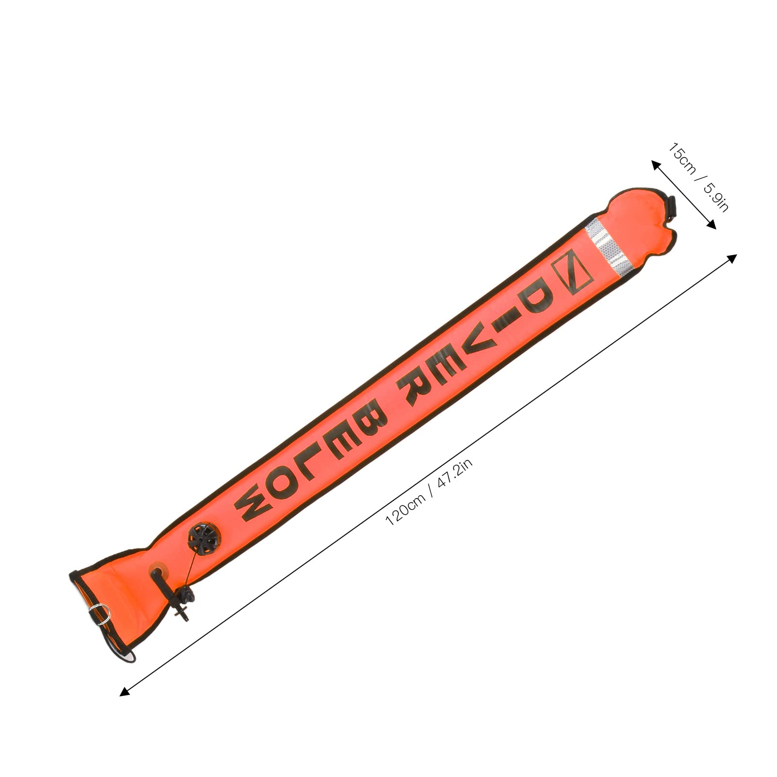 DEWIN Boa Segnalazione Sub, Boa Gonfiabile per Immersioni 120x15 cm, Indicatori di Immersione Gonfiabili Accessorio Nastro Riflettente ad Alta visibilità per Nuoto in Acque Libere