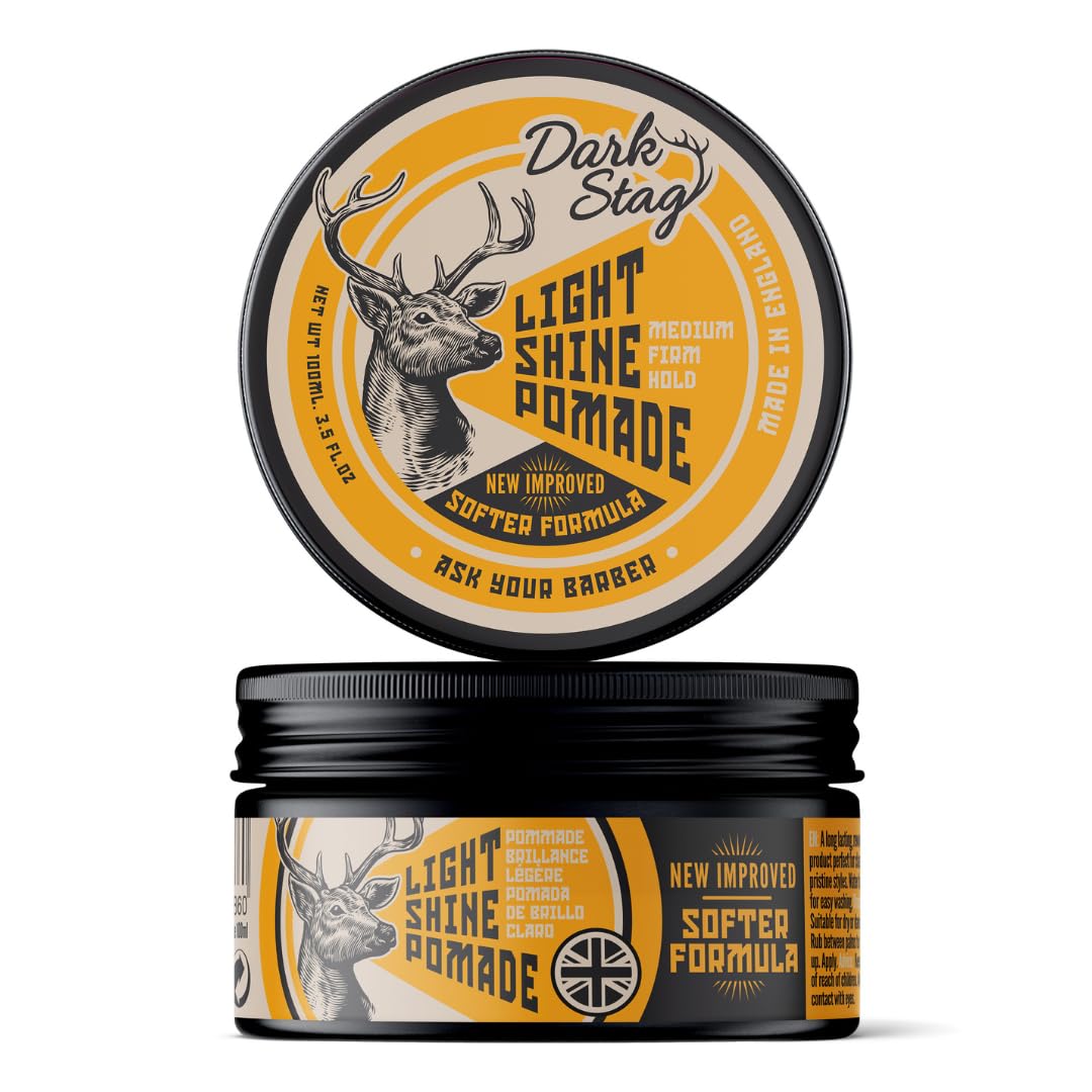 Dark Stag Light Shine Pomade, prodotto professionale per lo styling dei capelli per uomo, a base d'acqua per un facile lavaggio, tenuta mediamente ferma 100 ml / 3,5 once