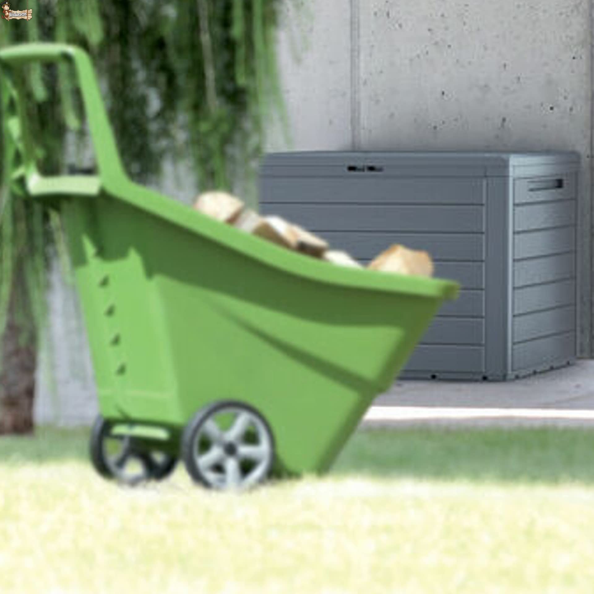 BricoLoco.com Skrzynia skrzynia do przechowywania na zewnątrz ogród. 190 litrów. Żywica imitacja drewna Odporny na warunki atmosferyczne. Przechowywanie narzędzi, zabawki, … (190 litrów, ciemna ochra)