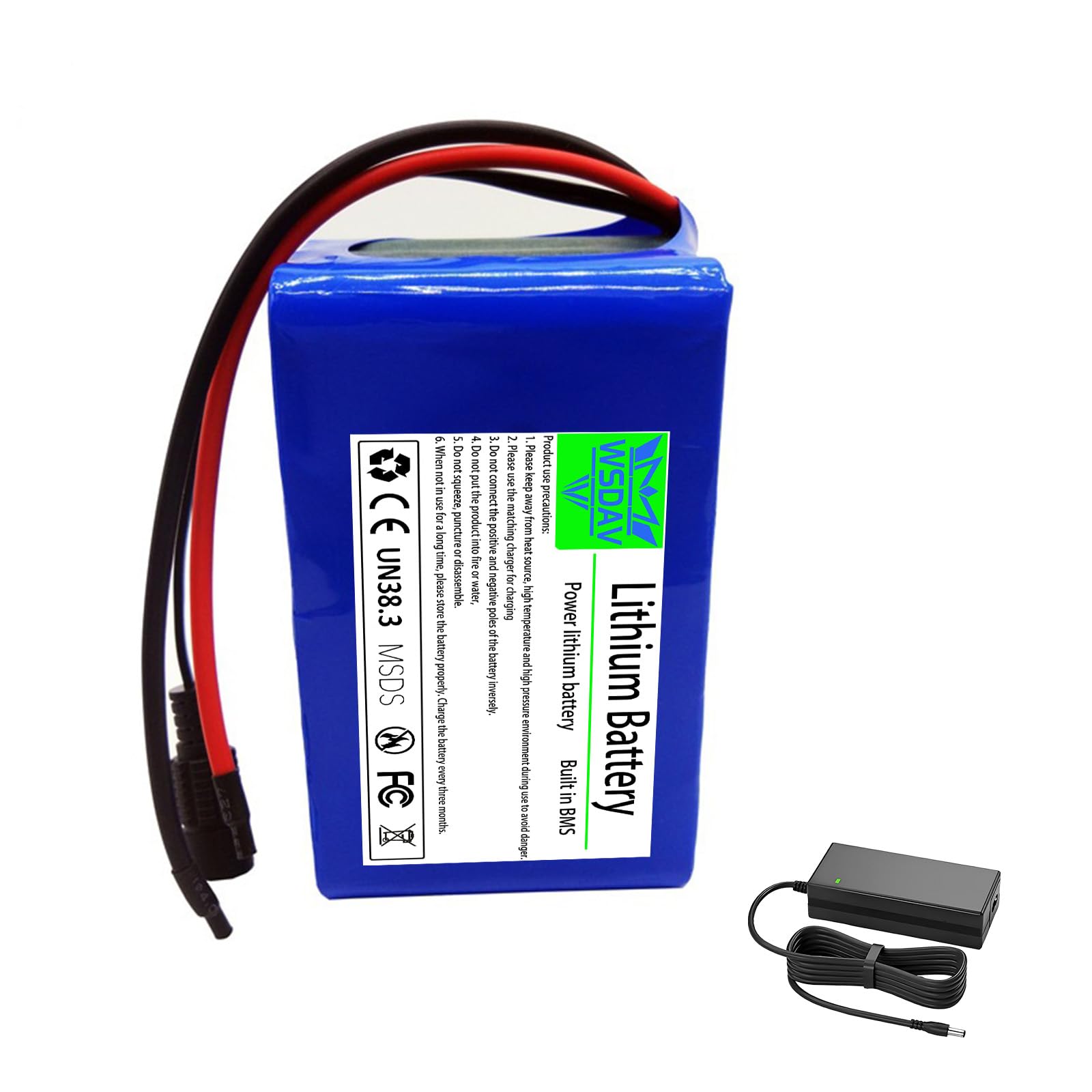 WSDAV Moped Battery 24V 2Ah 4Ah 6Ah 8Ah 10Ah 12Ah Lithium Battery 24 Volt Replacement Spare Batteries with Charger,24V6Ah