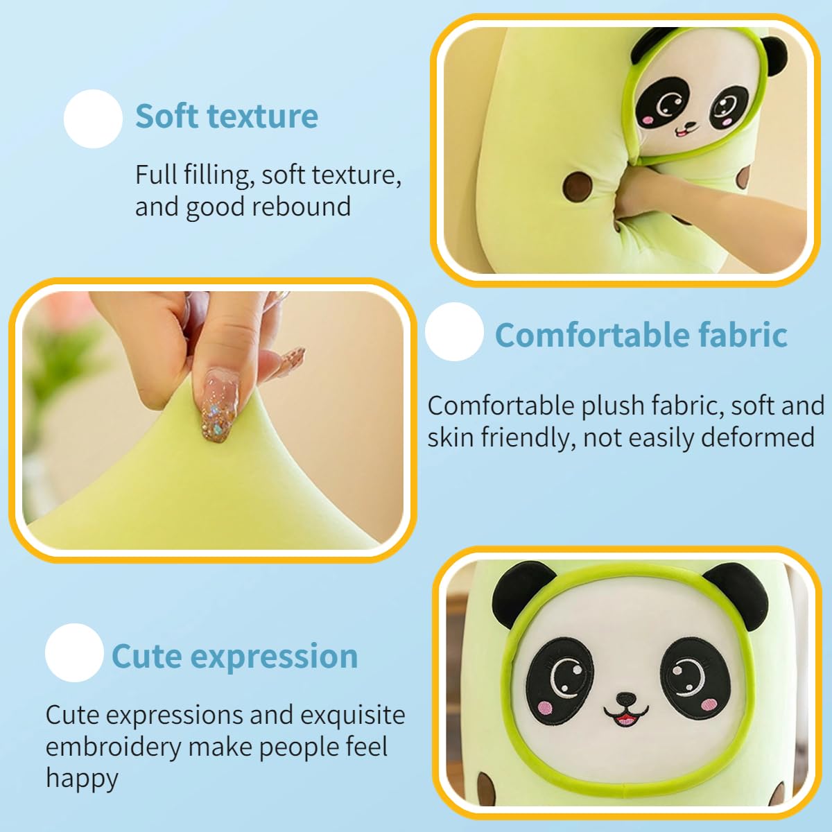 Bubble Tea przytulanka Boba, pluszowa poduszka, zabawka, miękka poduszka do przytulania, prezent dla dzieci, dziewcząt i chłopców (zielona panda, 50 cm)