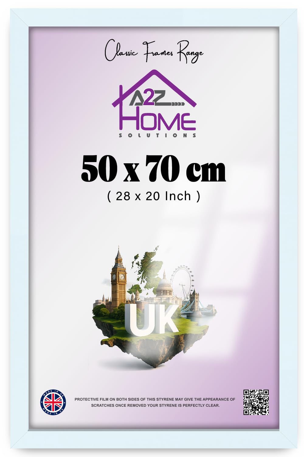 A2Z Home Solutions Desk Gallery Wall Mounting Poster 50x70cm (19 x 27 inch) Photo Pictures Frame Display Certificates Jigsaw Puzzle Shatterproof Front Landscape or Portrait Hanging - White (White)