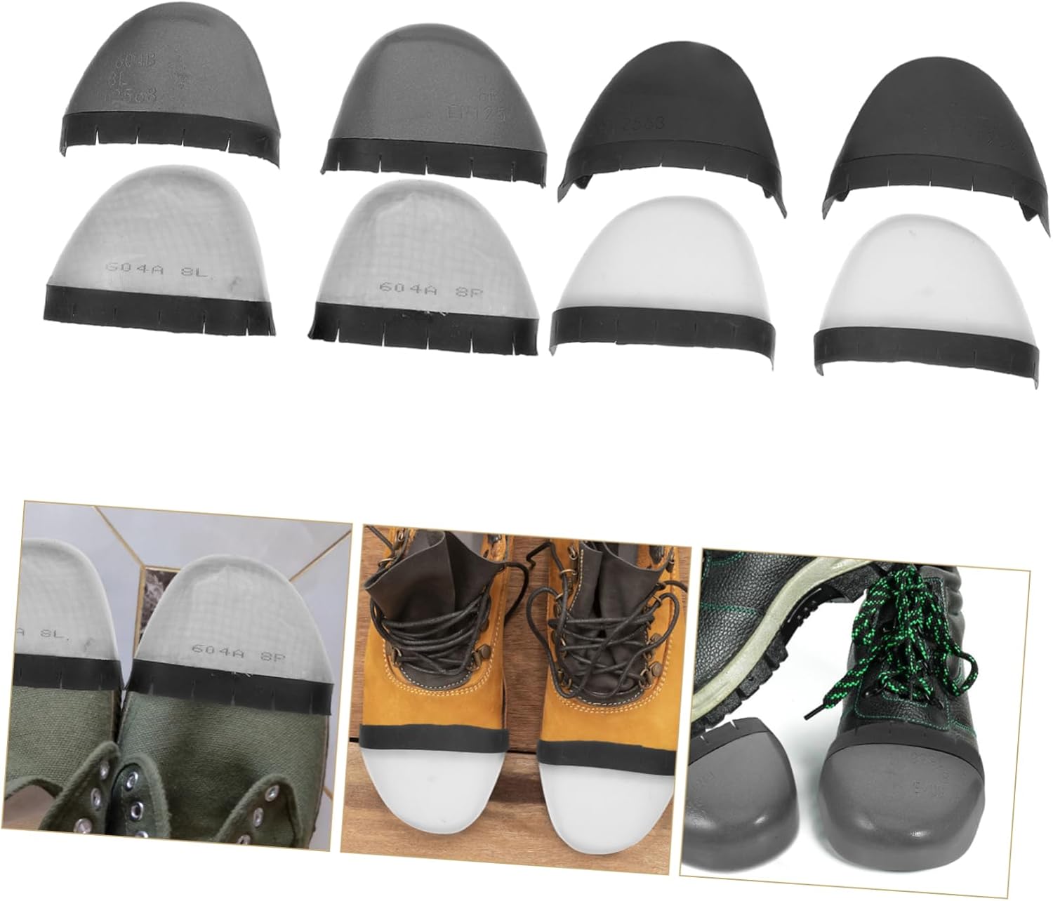 Holibanna 4 Pair Safety Toe Caps Inserts for Work Boots Puncture Resistant Shoe Toe Covers with Steel and Plastic Reinforced Protection Lightweight Footwear Accessories for Men and Women