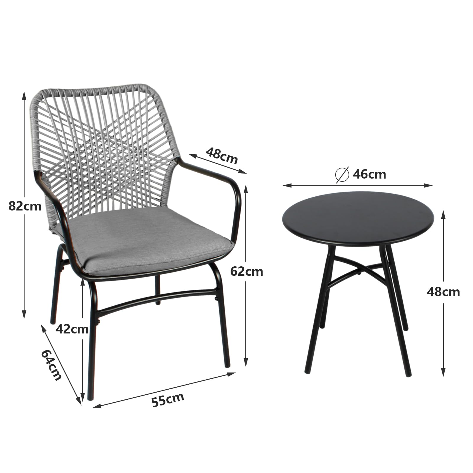 RANSENERS Ensemble de Bistro Balcon 3 Pièces - 2 Chaises et 1 Table - Parfait pour Les Loisirs dans Le Jardin ou sur Le Balcon