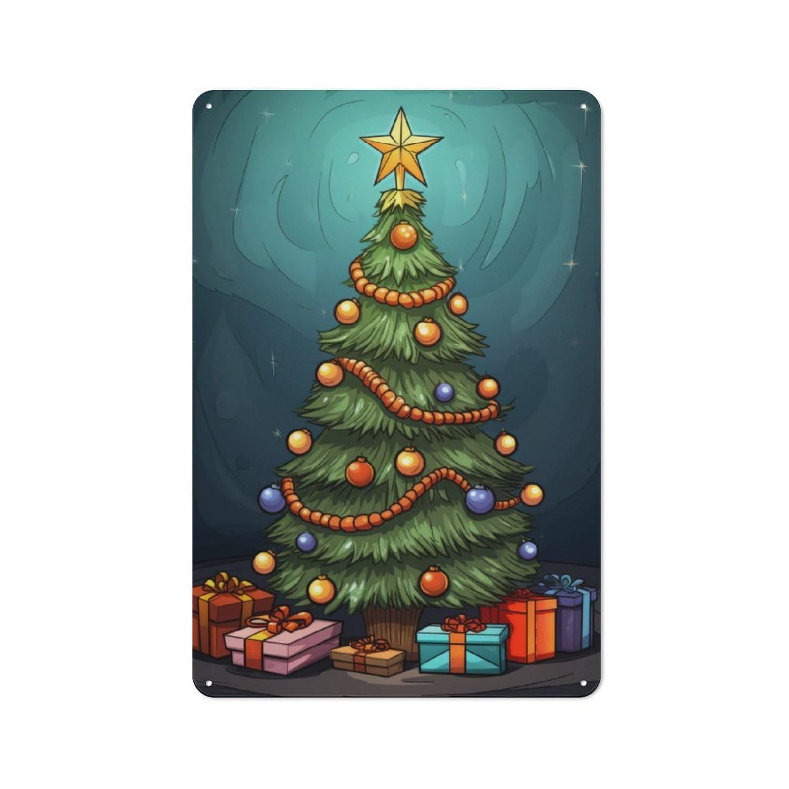 Junmoney Christmas Tree Vibes Rustic Metal Sign 30X20cm For Kitchen Or Home Bar, Gift For Kitchen Decor Lovers During The Christmas Season