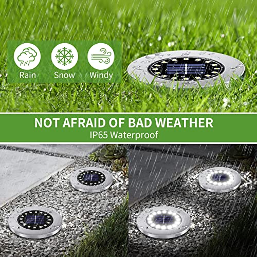 Nfesolar Solar Lights Outdoor With 16 Leds, Bright Solar Ground Lights Outdoor Waterproof Solar Disk Lights For Pathway Garden Yard Lawn Walkway Driveway (White 8 Pack) #TOP2