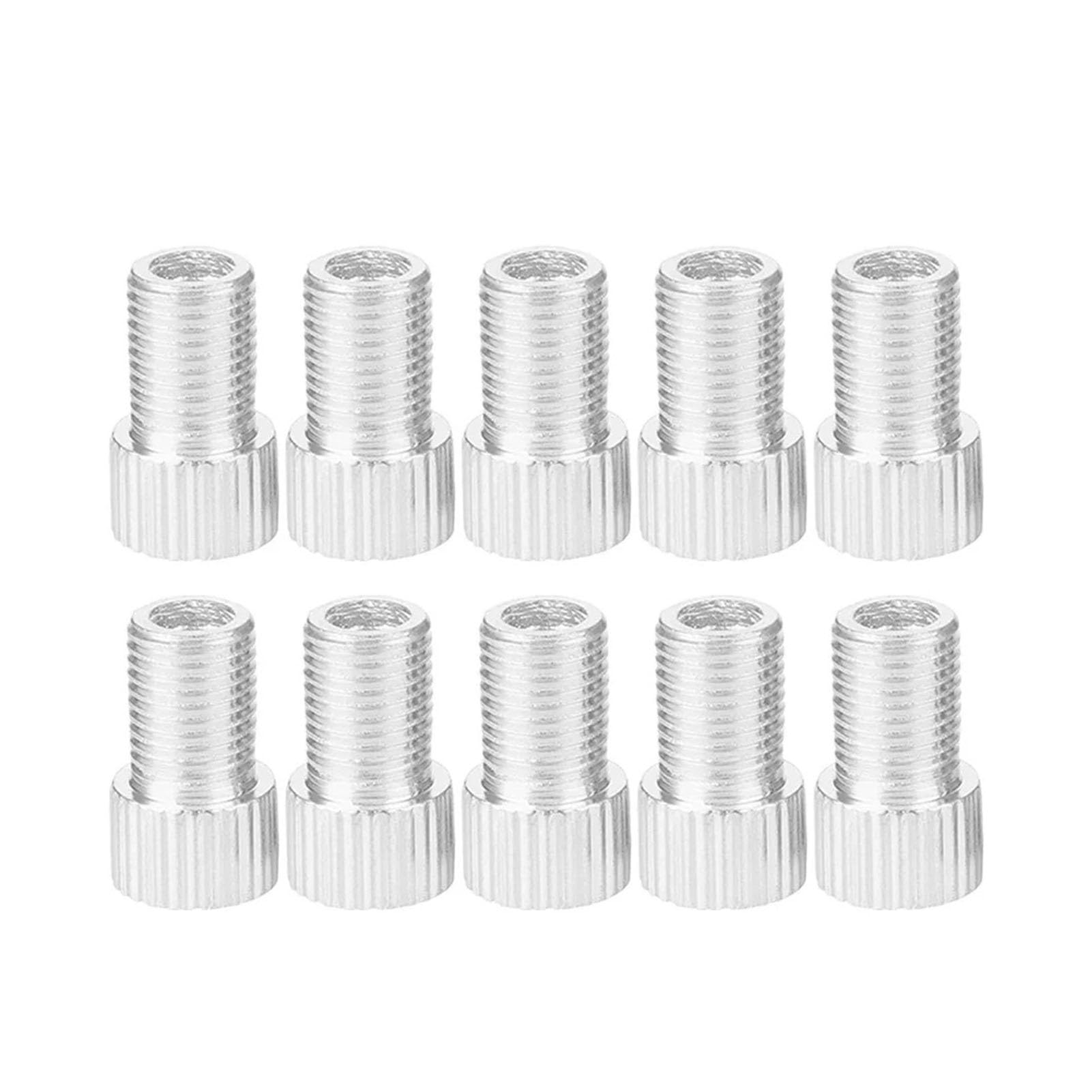Dymkie 10 Pcs Silver 10 Colour Aluminum Bicycle Bike Valve Converter Car Valve Adapter(10 Pcs Silver)