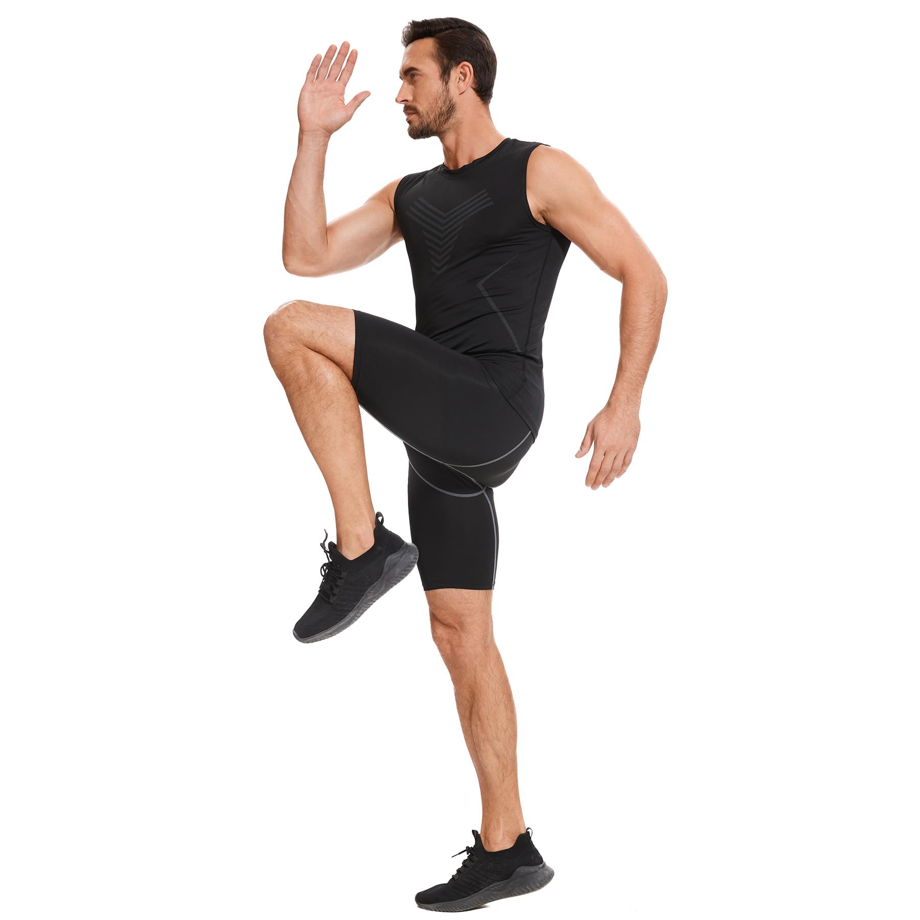 AMZSPORT Camiseta de compresión sin Mangas para Hombre Deportes Secado Rápido Baselayer