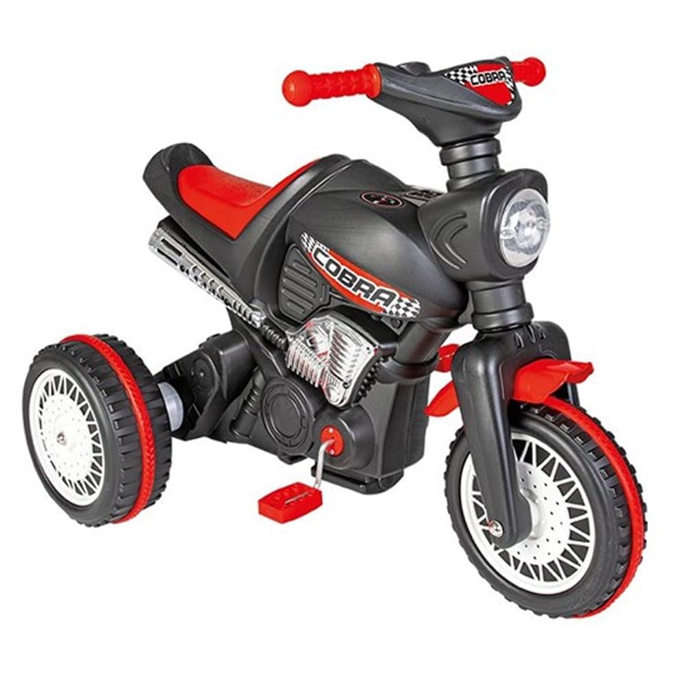 Pilsan Dreirad Cobra 07323 Motorrad-Design, Tröte am Lenker, Pedale, ab 3 Jahre, Farbe:schwarz