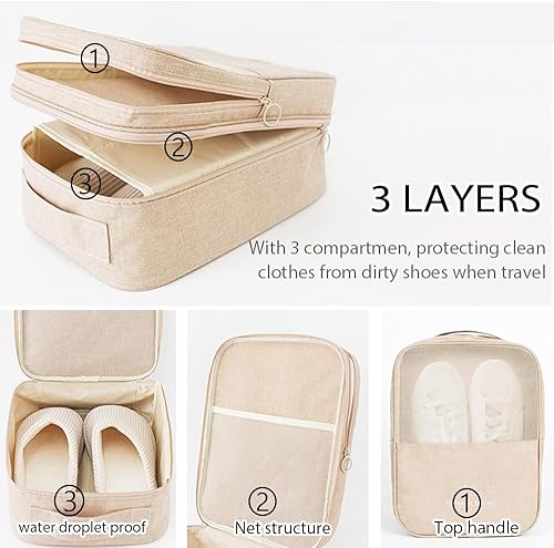 Miniatura 2 de Bolsas de zapatos para viajes, capacidad para 3 pares de zapatos para viajes, accesorios de equipaje, bolsa portátil para zapatos y bolsa de