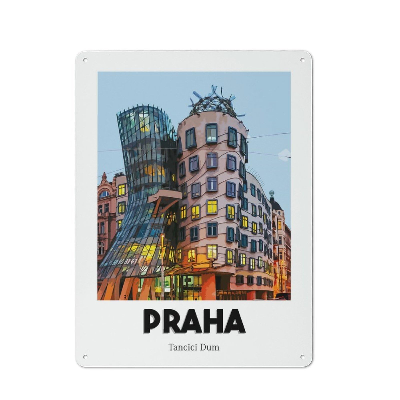 Tin Wall Sign with Dancing House Design 40x30cm, Cosy Cafe Wall Decor for Kitchen, Cafe, Pantry Or Dining Room