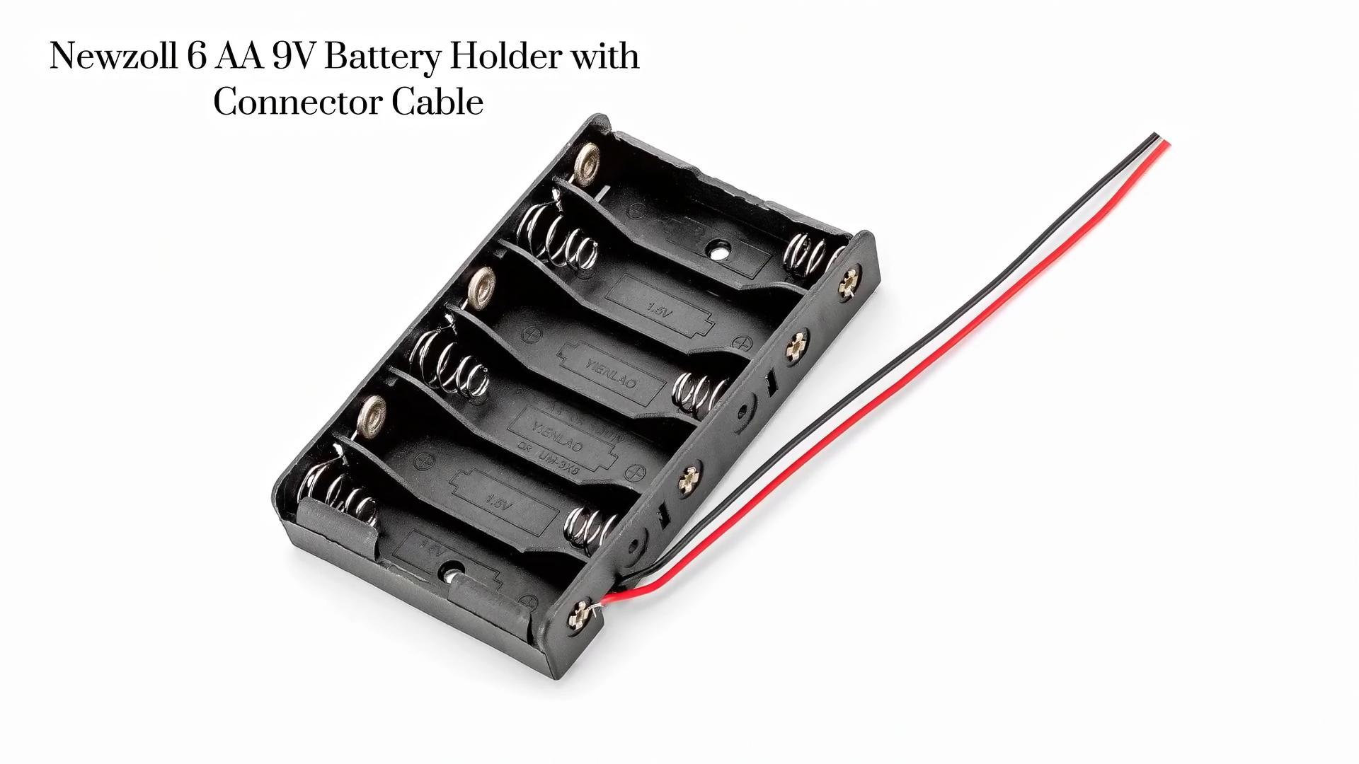 Newzoll 6 AA 9V Battery Holder Case Box Organizer with Connector