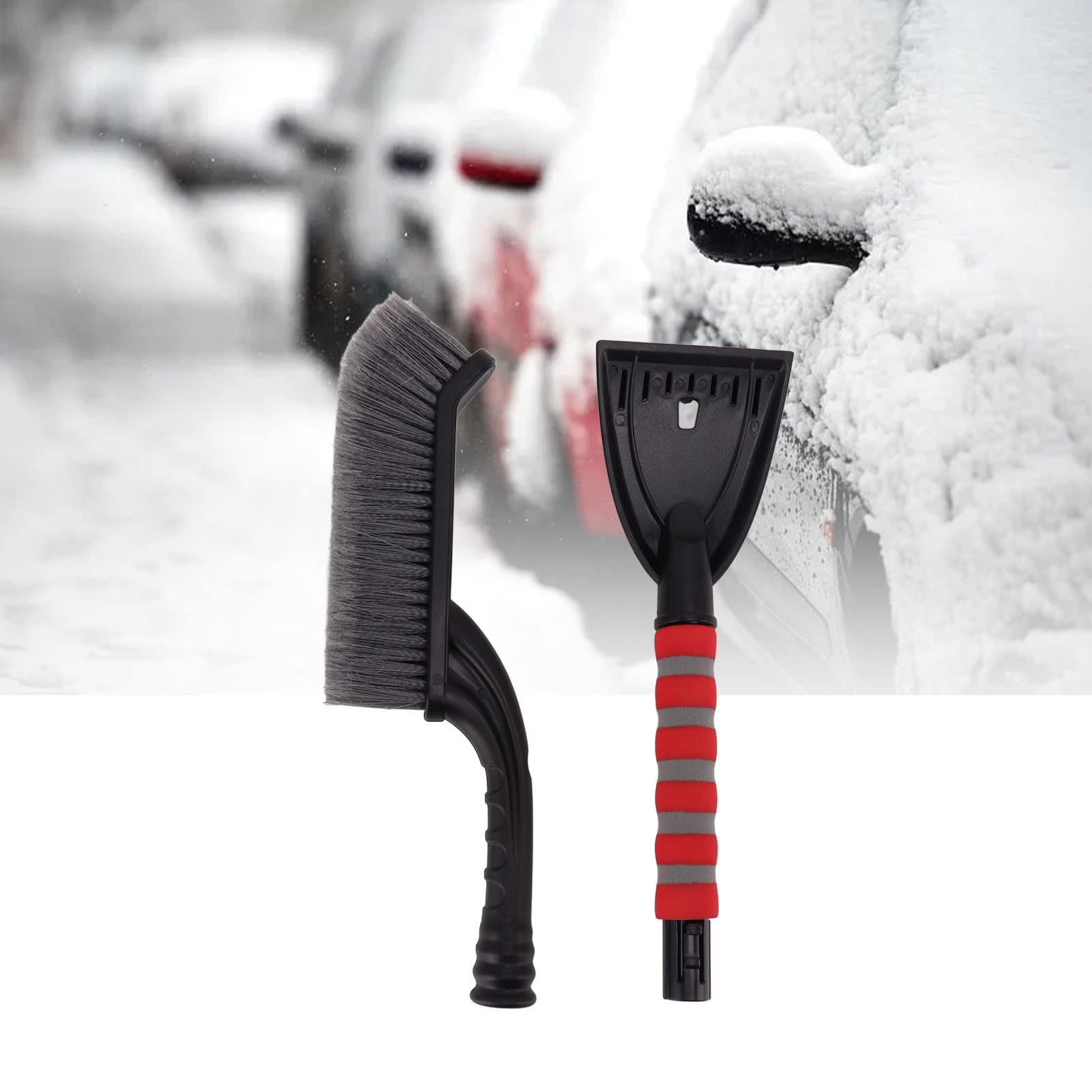 Ice Scraper, Snow Removal Tool Ergonomic Foam Grip Detachable Design for Roofs (Gray Red)
