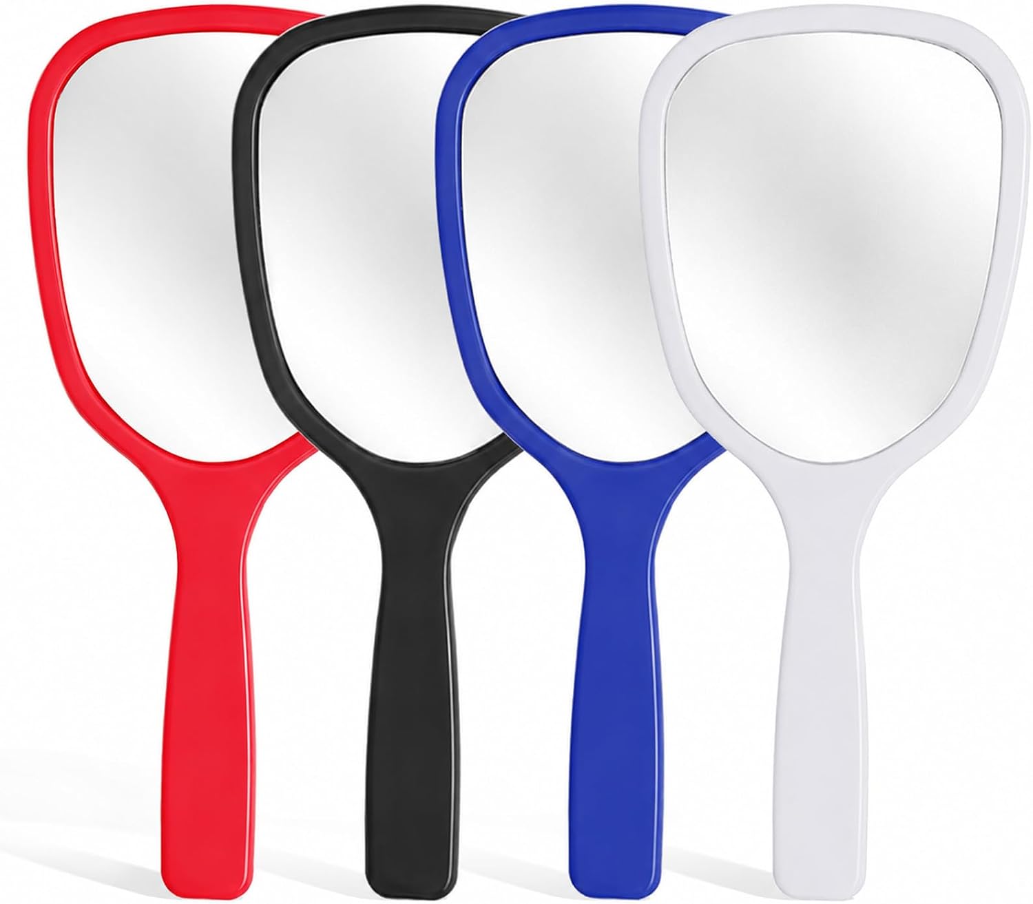 4Pcs Small Hand Mirror 1X Handheld Mirror Red Black Blue White