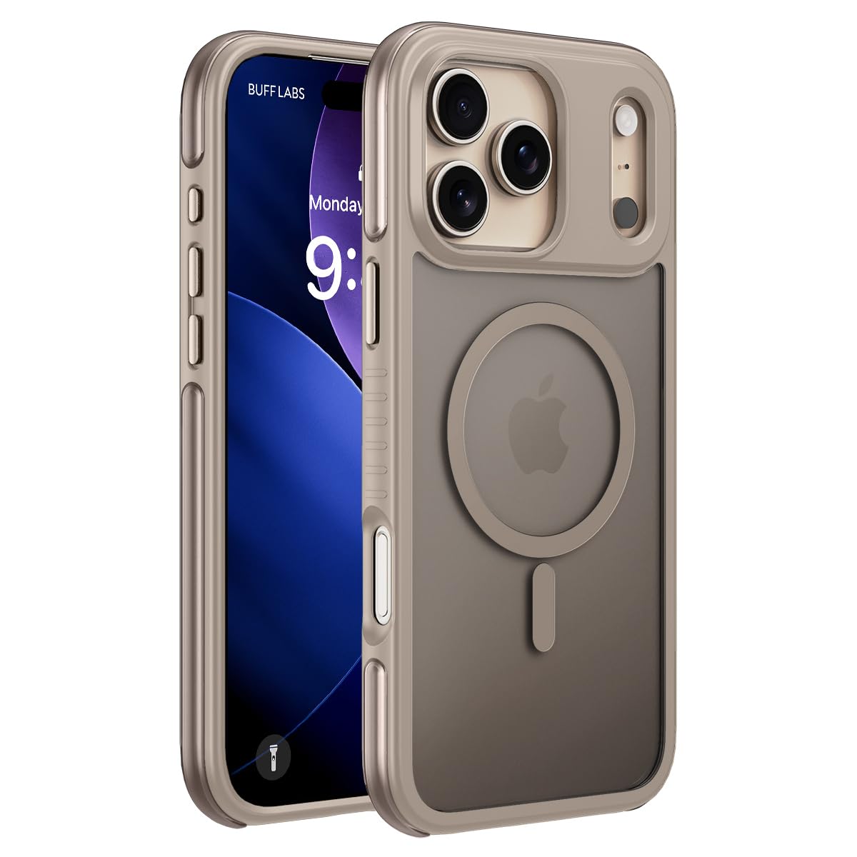 Buff iPhone 17 Pro Kablosuz Şarj Uyumlu Air Bumper Kılıf, Darbe Önleyici, Tam Koruma (Altın Rengi)