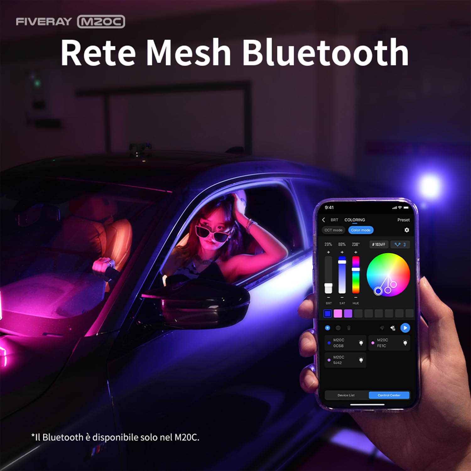 ZHIYUN FIVERAY M20C [Ufficiale] RGB Luce Video 20W Tascabile LED Video Light, Luce della Fotocamera Dimmerabile 2500-10000K, TLCI 96+, 1950Lux, Illuminazione DSLR Ricaricabile (Combo)