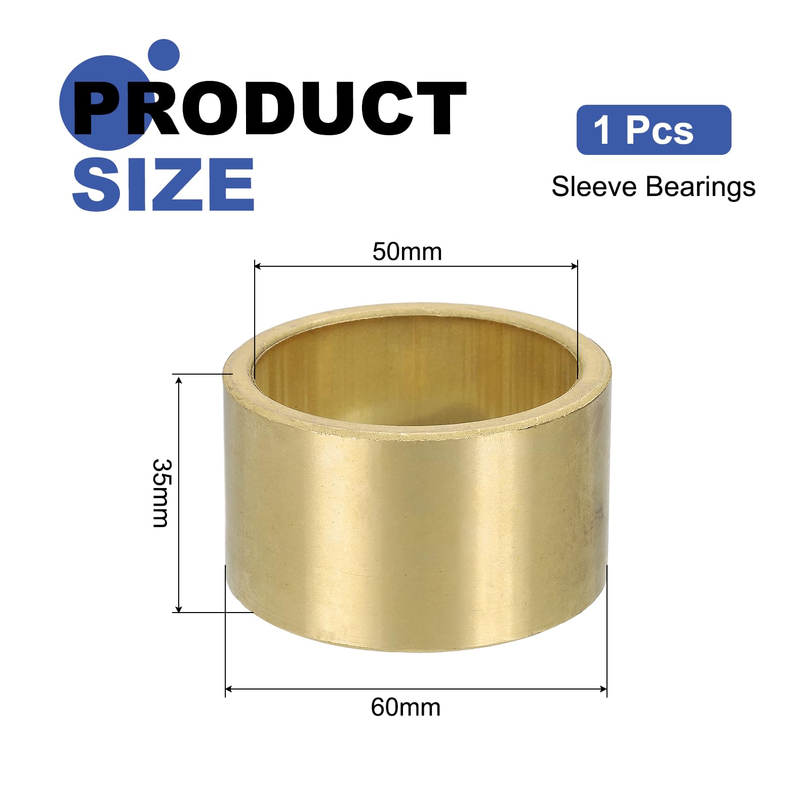 QUARKZMAN Palier à Coussinet en Bronze Fritté, Coussinet à Manchon Douilles à Roulement Auto-Lubrifiants pour Équipement Électrique Appareils Machine Outil, 50x60x35mm(ID x OD x Hauteur)