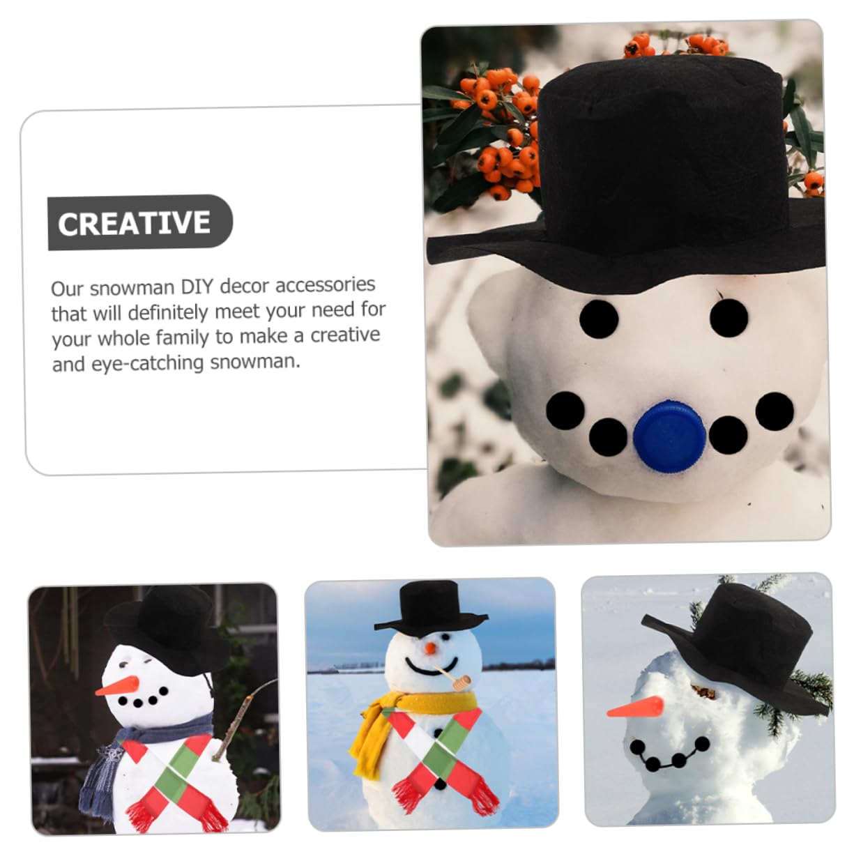PRETYZOOM 4 Sätze Schneemann verkleiden winterdeko weihnachtsbekleidung Schneemann Bausatz selber Machen Weihnachtsmann-Puppen gefälschte Nasen Schneemann- Schneemann-Kleidungszubehör