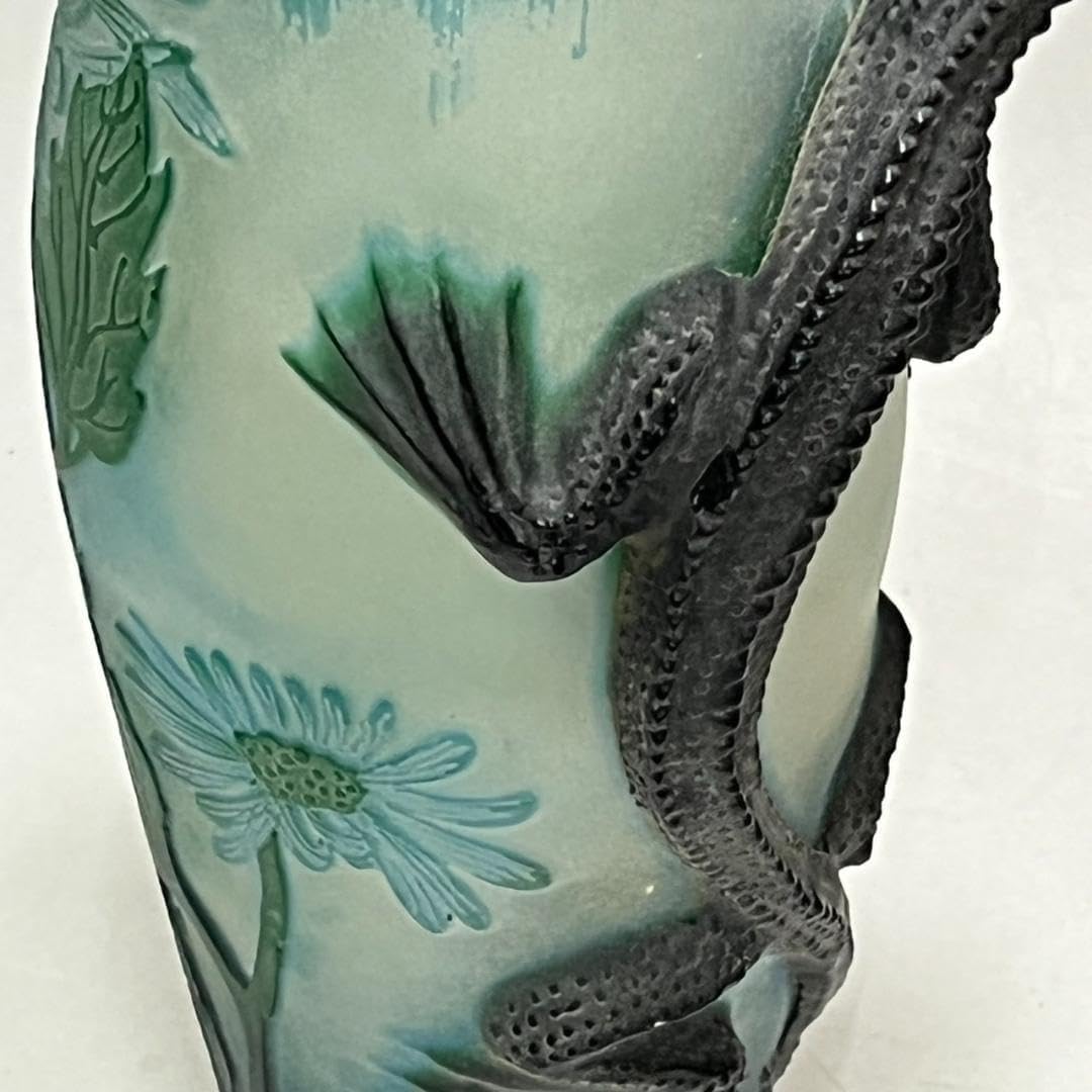 エミール　ガレ風　花瓶　被せガラス　蜥蜴紋　　 高さ30ｃｍ エミール ガレ風 花瓶 被せガラス 蜥蜴紋 高さ30cm エミール