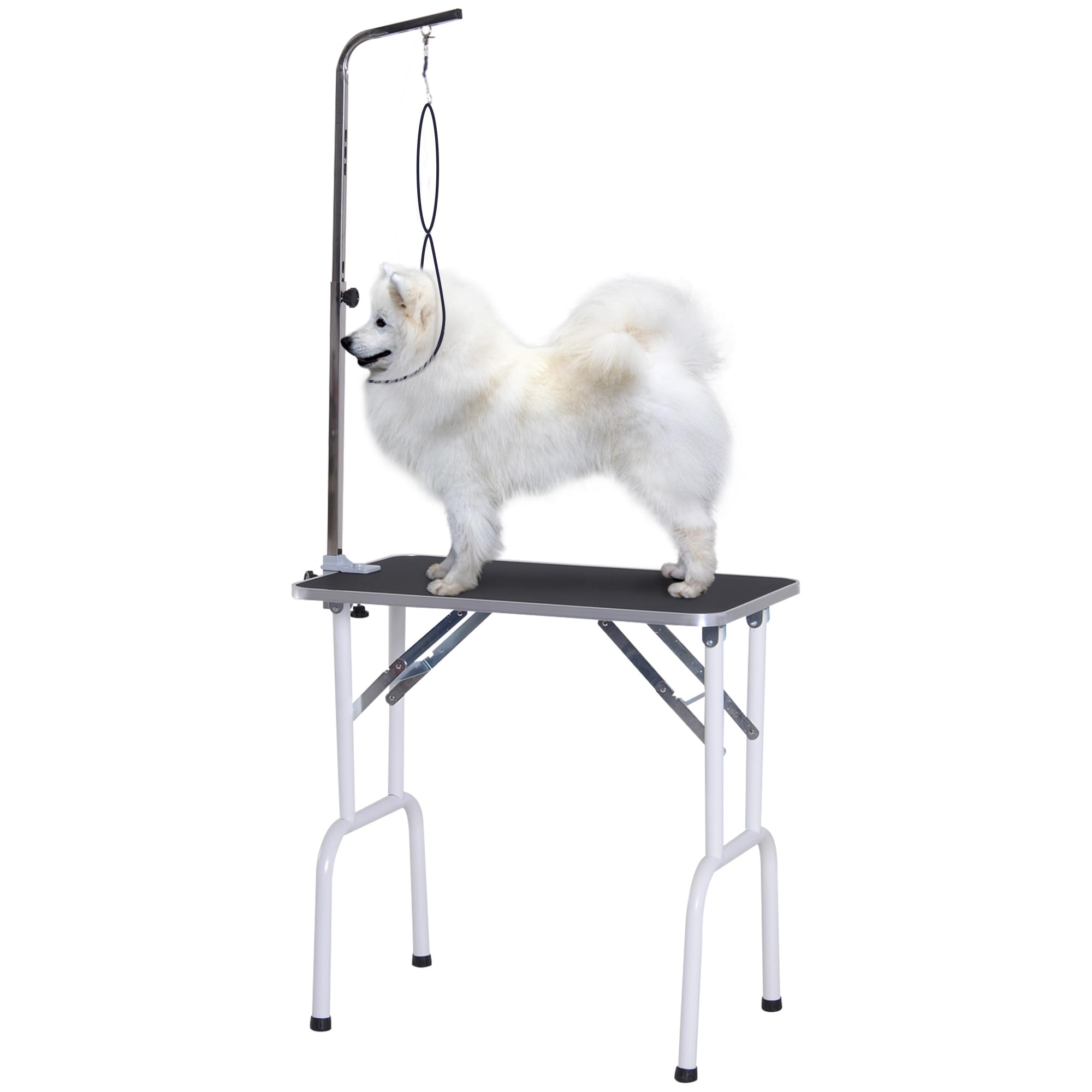 Pawhut Tavolo da Toelettatura e Tosatura per Cani e Gatti Animali Domestici, Piano di Lavoro, Carico 30kg, 81x48.5x80cm