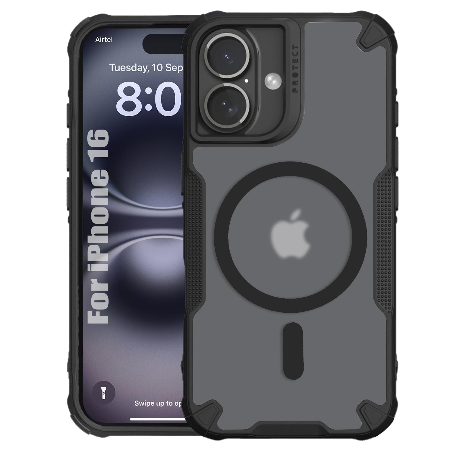 Enflamo Matte Shockproof Back Cover Case Compatible with Magnatic Designed for iPhone 16 | Ultra Hybrid Camera Bump Protection (Black) (B0DGRC7G8K) Amazon Price History, Amazon Price Tracker