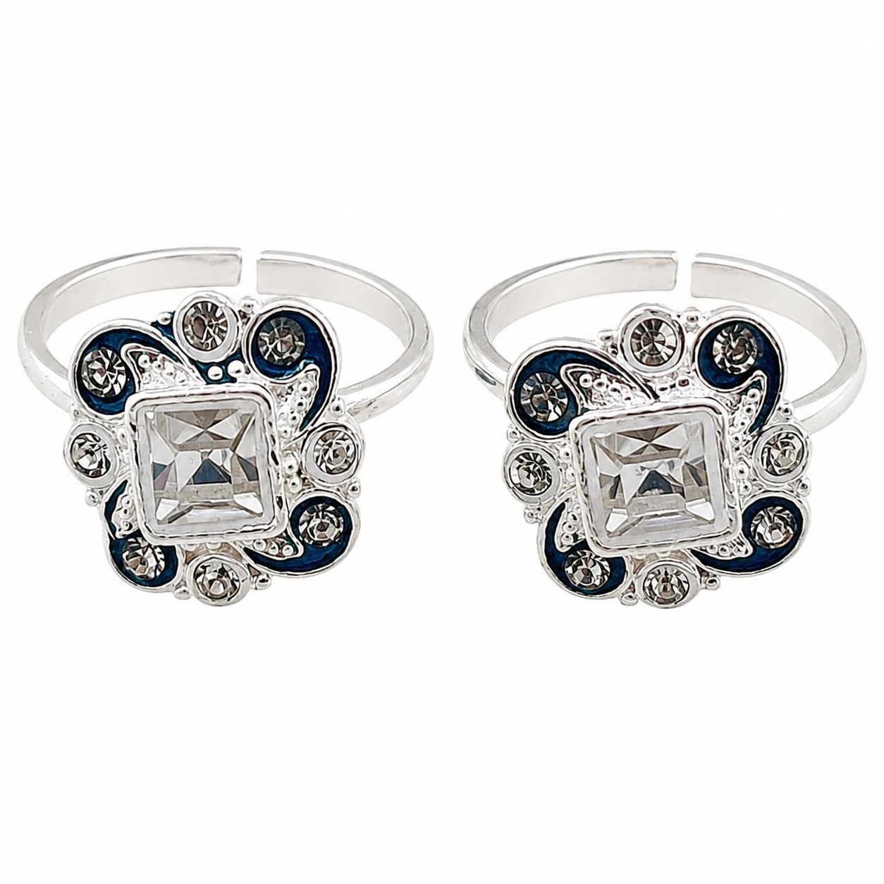 sahiba gems Pure Silver (Chandi) Zircon Toe Ring Bichhiya For Women ~ 2 Pieces ~ 5.500 Grams-picture-41