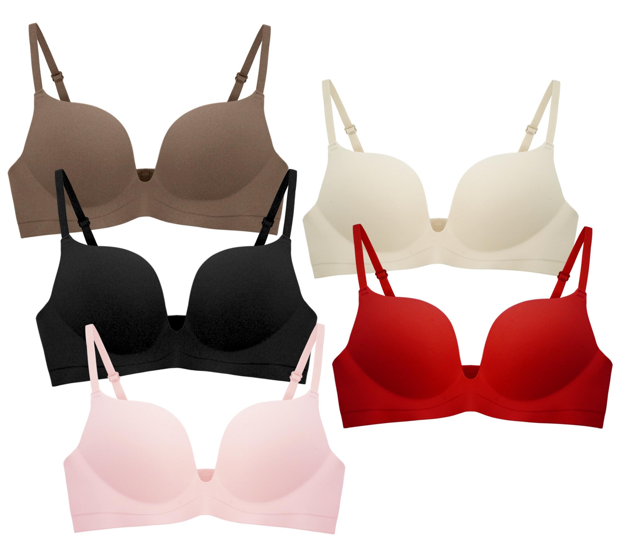 Happy Cherry - 3 4 5 6 Pieces Teen Girl Bra Underwear Padded Bra Wireless Seamless Bralettes Sport Training Bras Soft Breathable Crop Tops with Adjustable Strap for Kids Teenager Young Girl Women