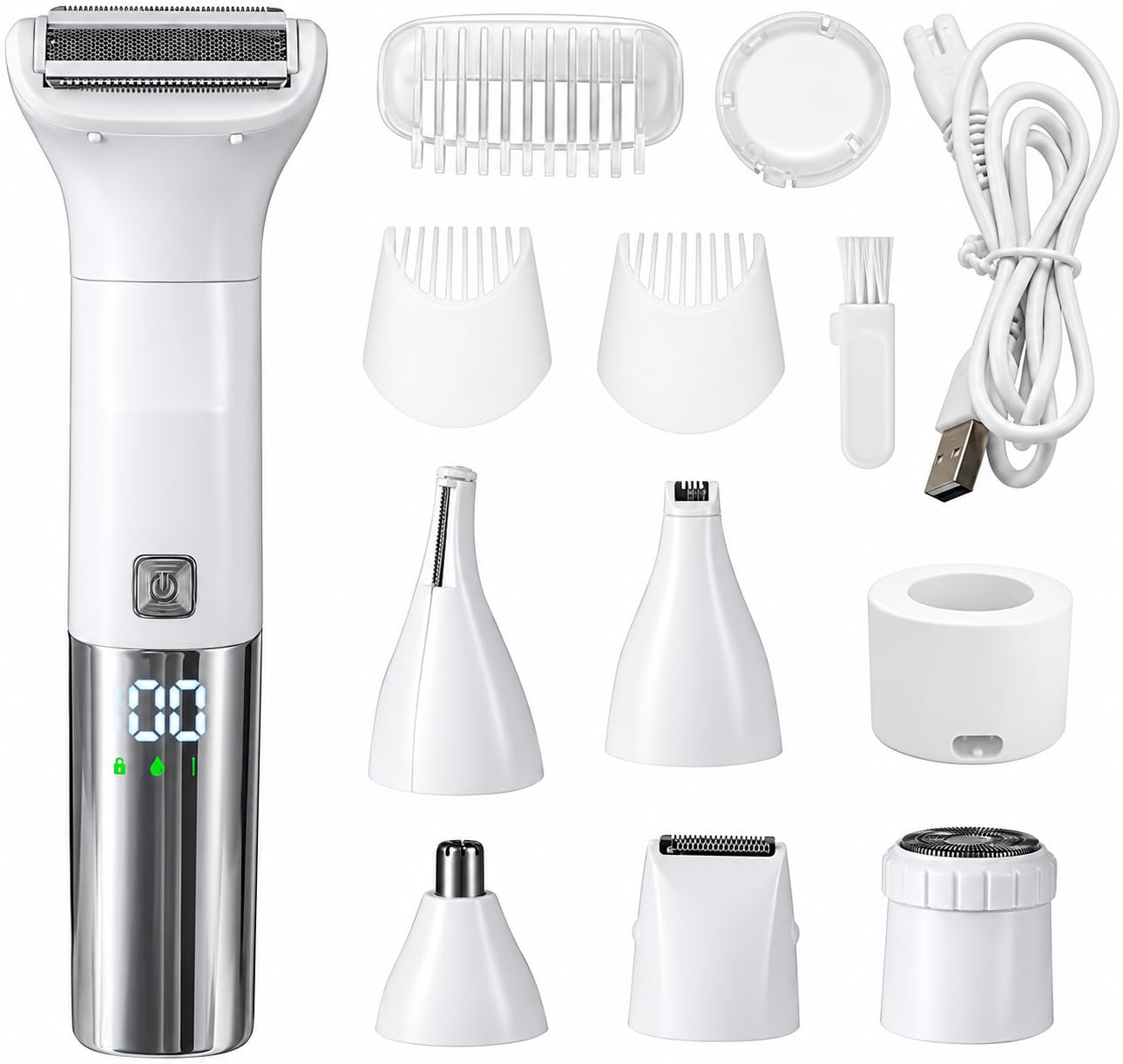 Nave 6-in-1 Epilator for Women – Rechargeable Cordless Bikini Trimmer and Body Hair Removal Device for Legs, Arms, Underarms, Face and Sensitive Areas
