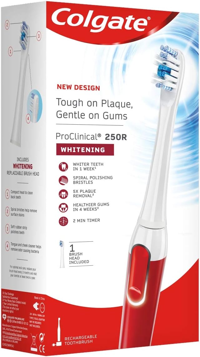 Colgate Proclinical 250R Whitening Rechargeable Electric Toothbrush (With 2 pin bathroom plug)