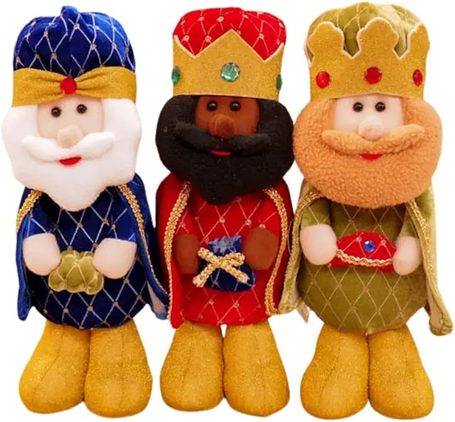 Pack 3 Muñecos Reyes Magos Decorativos Navidad | Figuritas Roscon Reyes