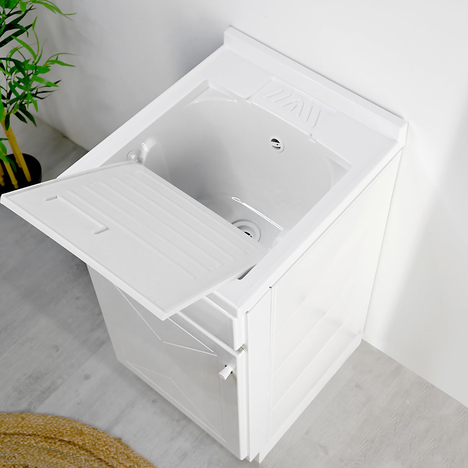 Mueble lavadero exterior interior 45 x 50 Regina Plus con piloto eje de lavado y sifón resistente al agua y la humedad