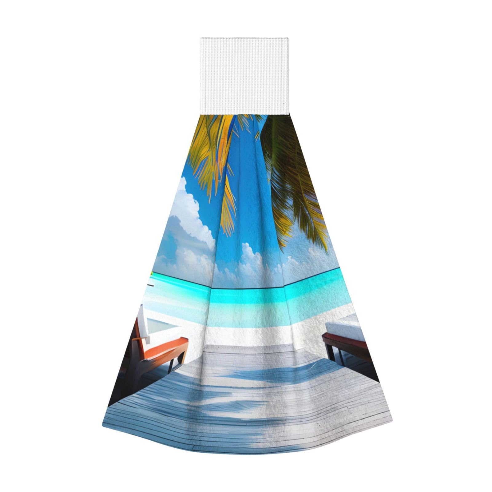 WUPngg Maldives Holidays Bathroom Tie Towels/Dish Cloth,Kitchen Hanging Towel, Coral Fleece Dry Cleaning Hand Dishcloths One Size
