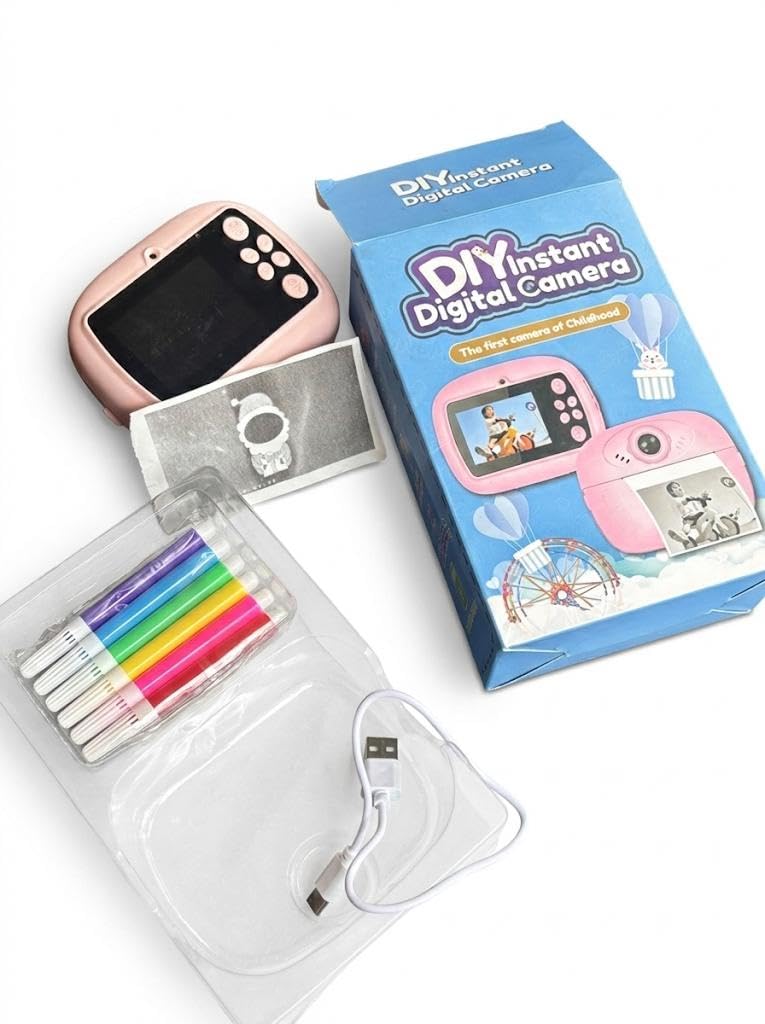 kids diy instant digital camera with ink-free printing – capture, print & color creative fun