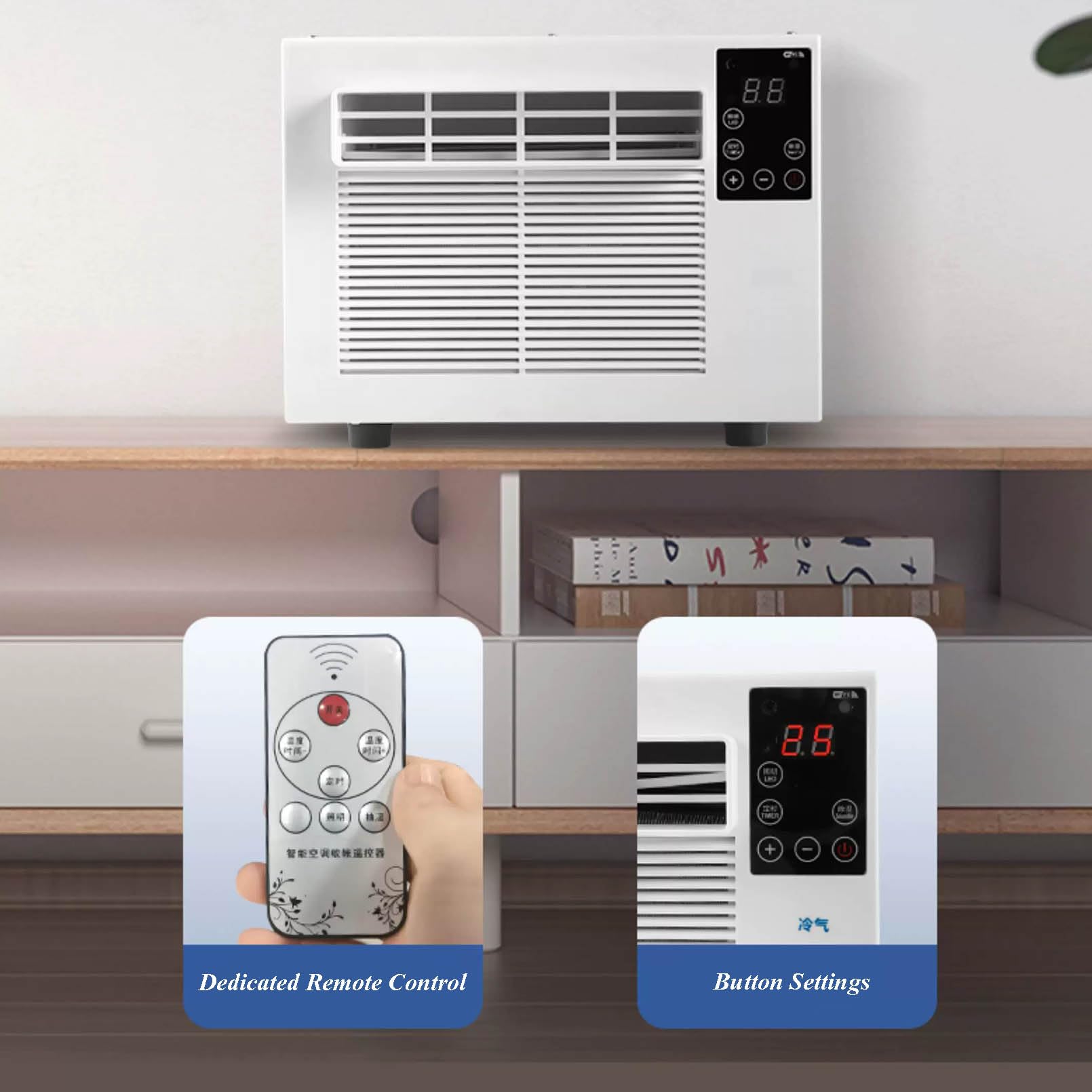 Przenośny klimatyzator 1876BTU, cichy klimatyzator pokojowy z osuszaczem, energooszczędna jednostka prądu zmiennego 280 W do sypialni, biura, domu, na kemping i do kampera