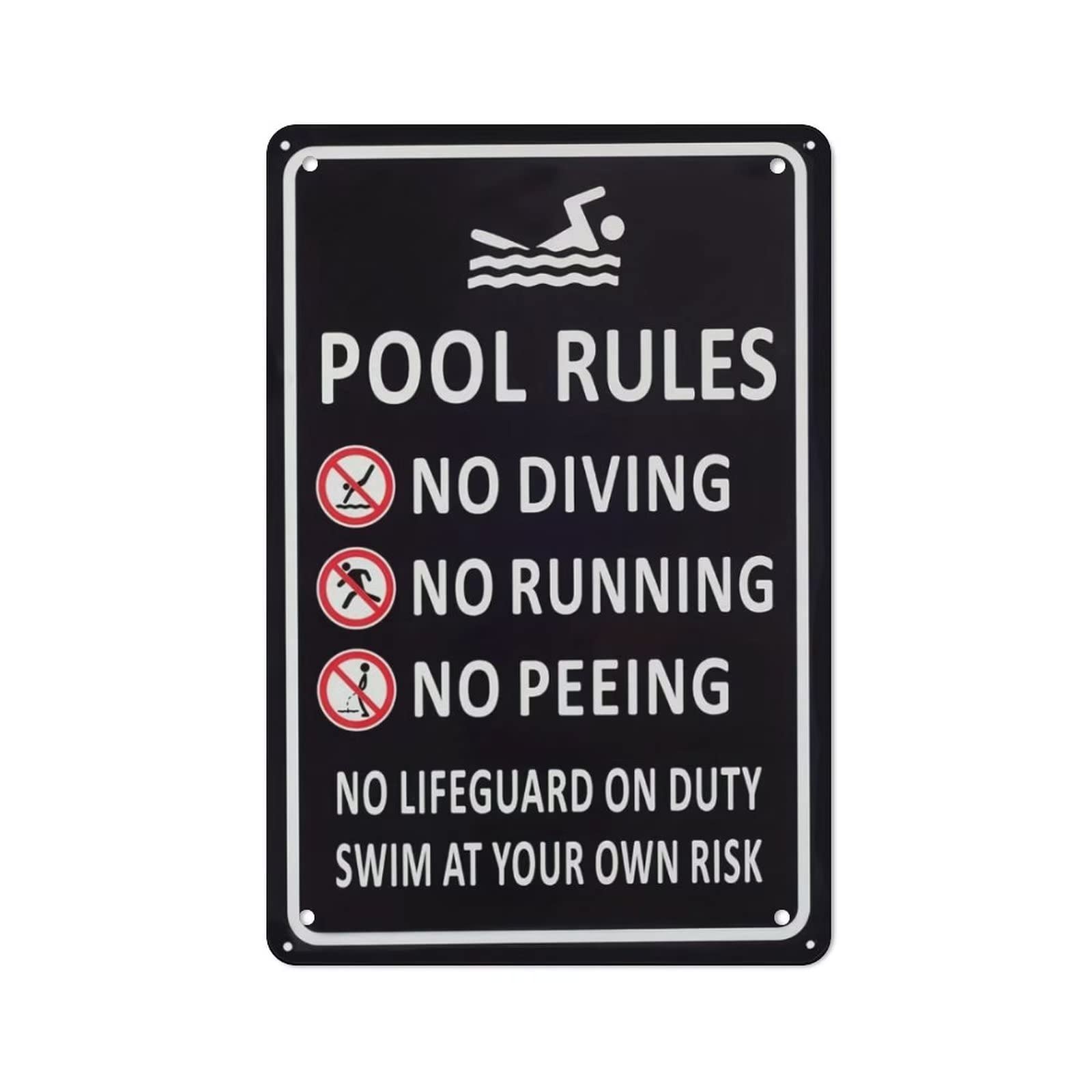 Snapklik.com : KDLY Pool Rules Sign - 8 X 12 Inches Decorative Tin ...