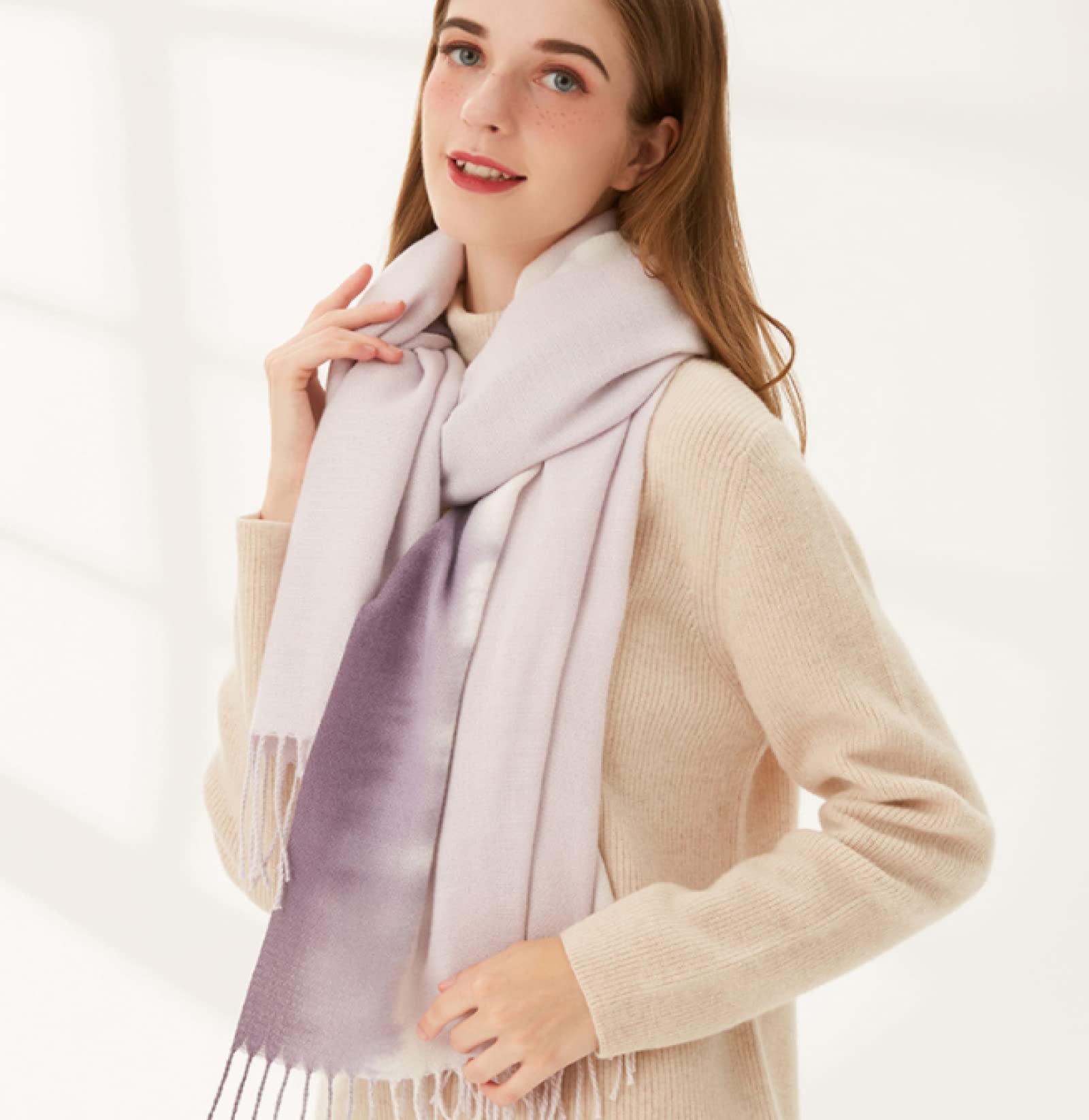 Schal Damen Schals Halstuch Herren Mütze Frühling Herbst Winter Neuer Schal Damenmode Warmer Schal Mit Fransen Schal Langer Schal Eleganter Vielseitiger Einfarbiger Schal