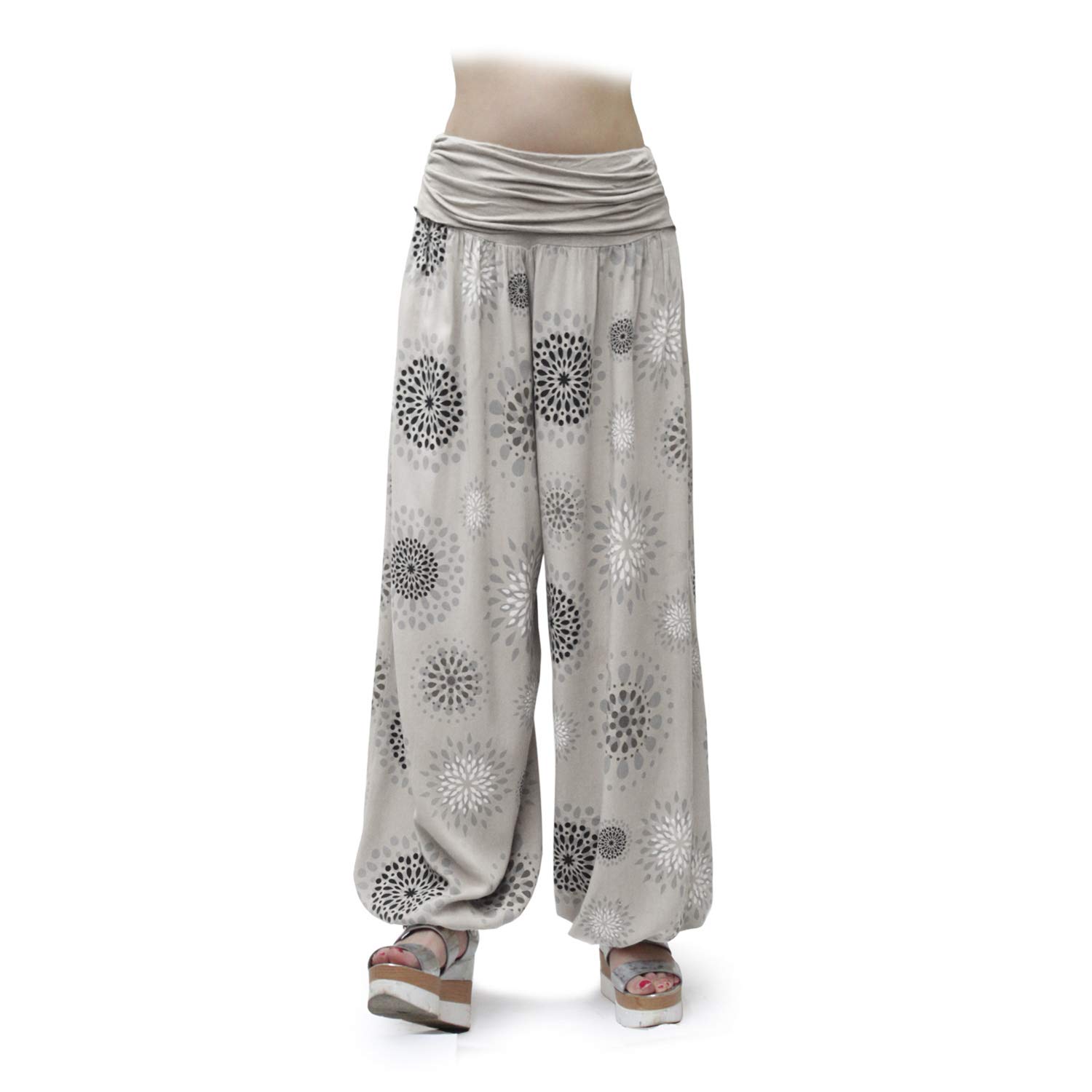 Glamexx24 Damen Haremshose leichte Pumphose Aladin-Hose Sarouelhose Yogapant Pluderhose Freizeithose Sommerhose