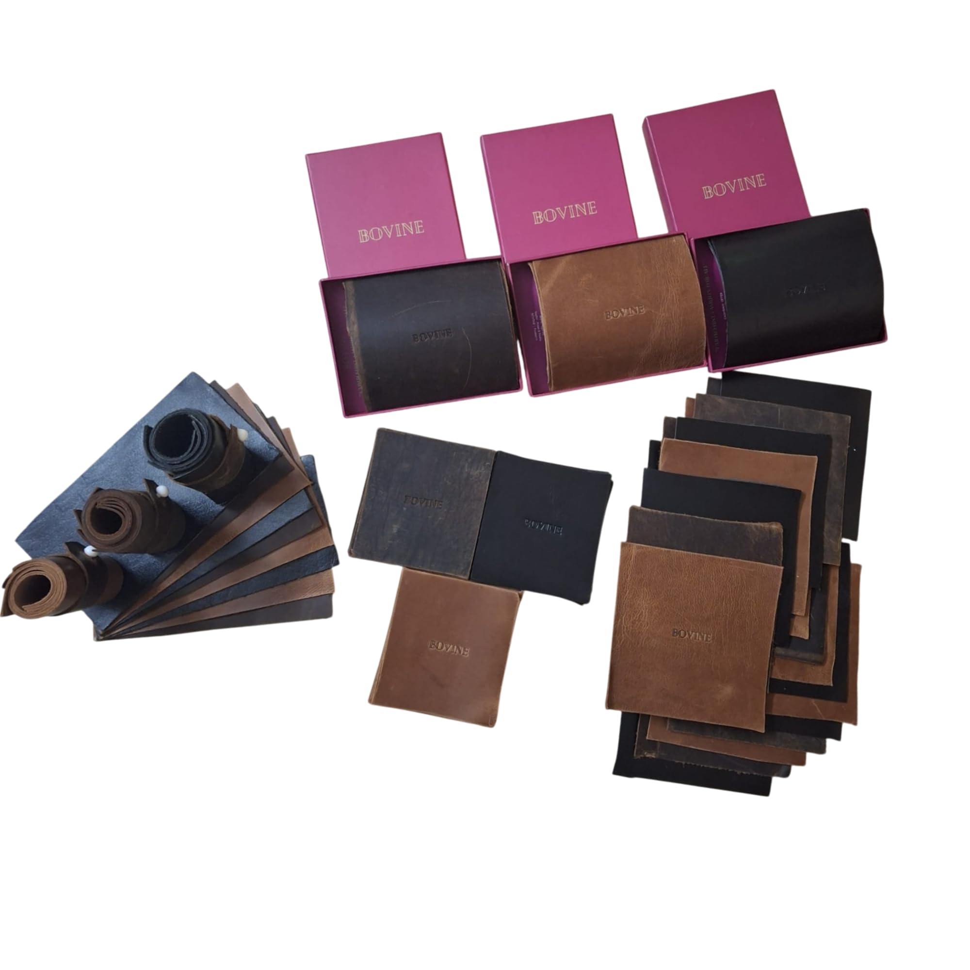 Leather for Business Export Quality 60 BOVINE Sharp Square Patch Pieces 3x6 inch + 4x4 + 3x3 inch Vegetable Tanned Precut Leather Craft Scraps for Premium to Luxury Bulk Leather Keychain & Bookmark DIY 1 MM Thin