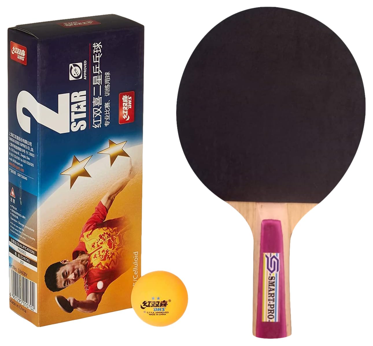 DHS TT Ball 40MM 2 Star Orange (10 Pcs Box) 40 PCS with Smart PRO TT BAT Sun-image-28
