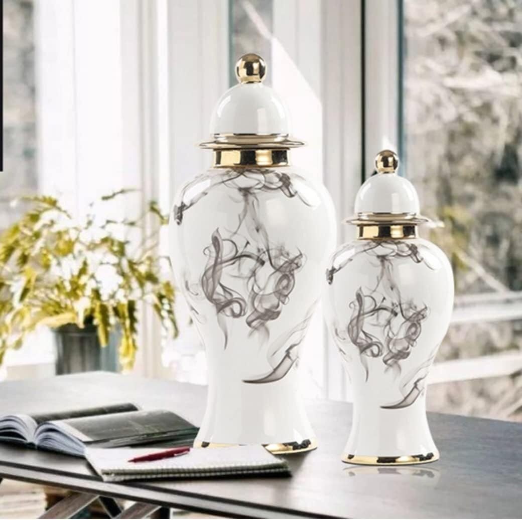 Ingwer glas mit deckel Ingwergläser Weiße Keramik-Ingwerdose Mit Deckel. Traditionelle Chinesische Dekorative Porzellangläser. Tempelglas Mit Deckel Porzellan-ingwerglas Vorratsglas Dekoratives(15*35