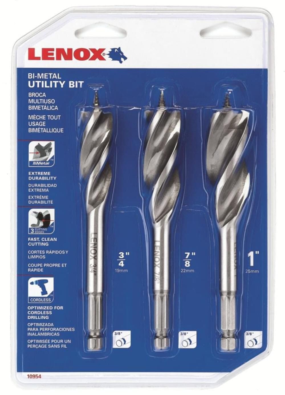 Juego de brocas Lenox 10954-300S bimetales de 3 piezas para perforación de metal