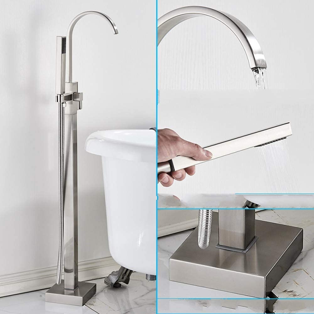 Robinet de baignoire cascade noir sur pied eau chaude froide