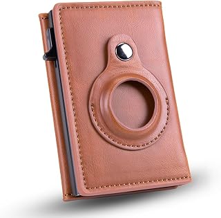 Trifold Tracker Wallet (PU Leather, Camel Brown)