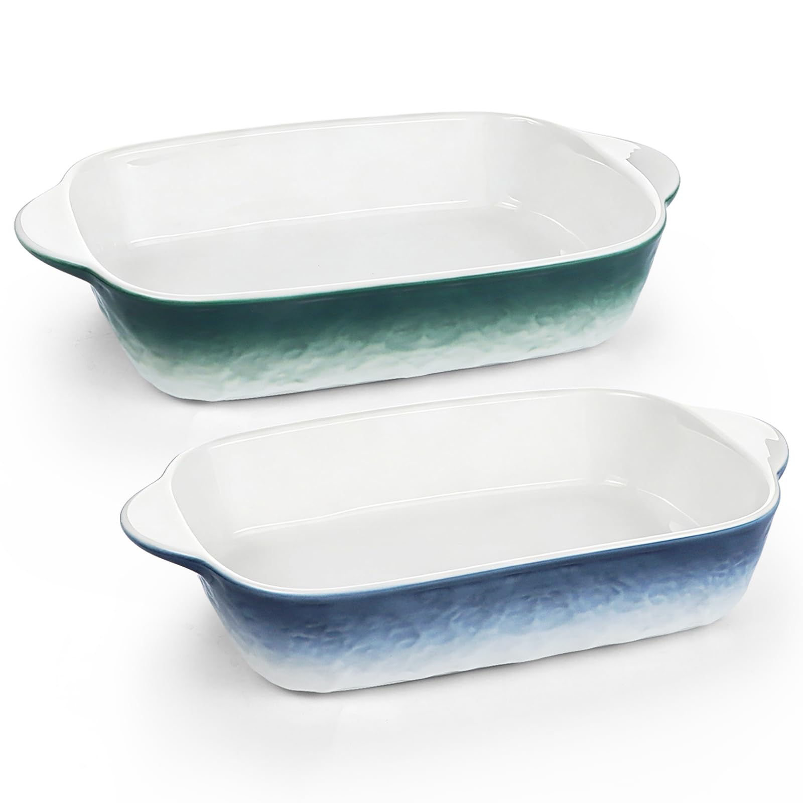Aleker 2 Pcs Casserole Dishes with Handle,8In Ceramic Baking Dish Pie Dish for the Oven Serving Dishes,Rectangular Lasagna Dishes for Lasagne, Pies, Casserole, Tapas Microwave Dishwasher Safe