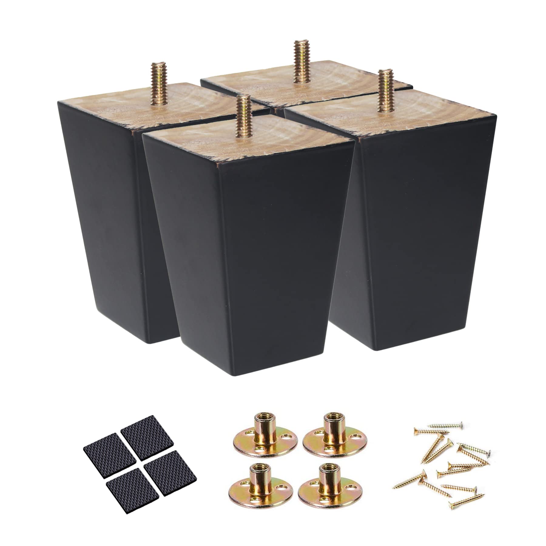 Buy SHANJUE Wood Furniture Legs 4 inch Sofa Legs Pack of 4,Round Couch