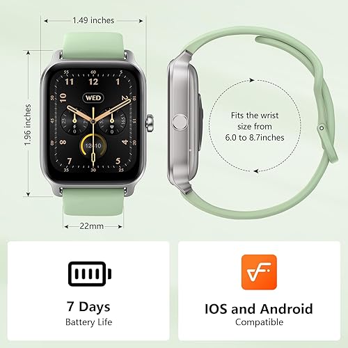 Miniatura 9 de Paquete de 2 relojes inteligentes para mujeres y hombres con Alexa, llamadas y recepción de texto Bluetooth, reloj inteligente de 1.8 pulgadas (rosa