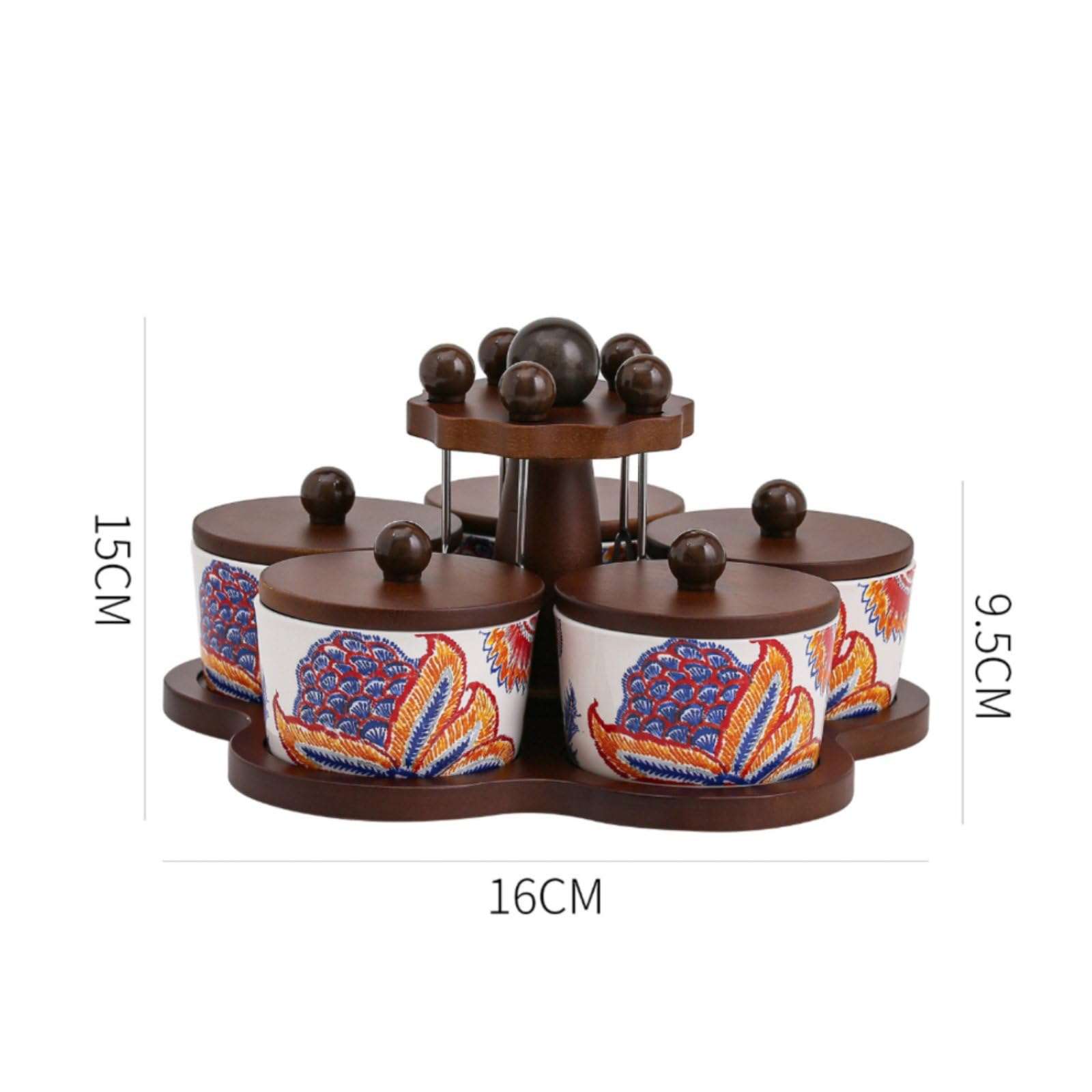 Set Ciotole Antipasti con Coperchio Design Raffinato Vassoio Snack in Ceramica con Supporto in Legno per Soggiorno, Feste, Aperitivo, Piatto Ceramica