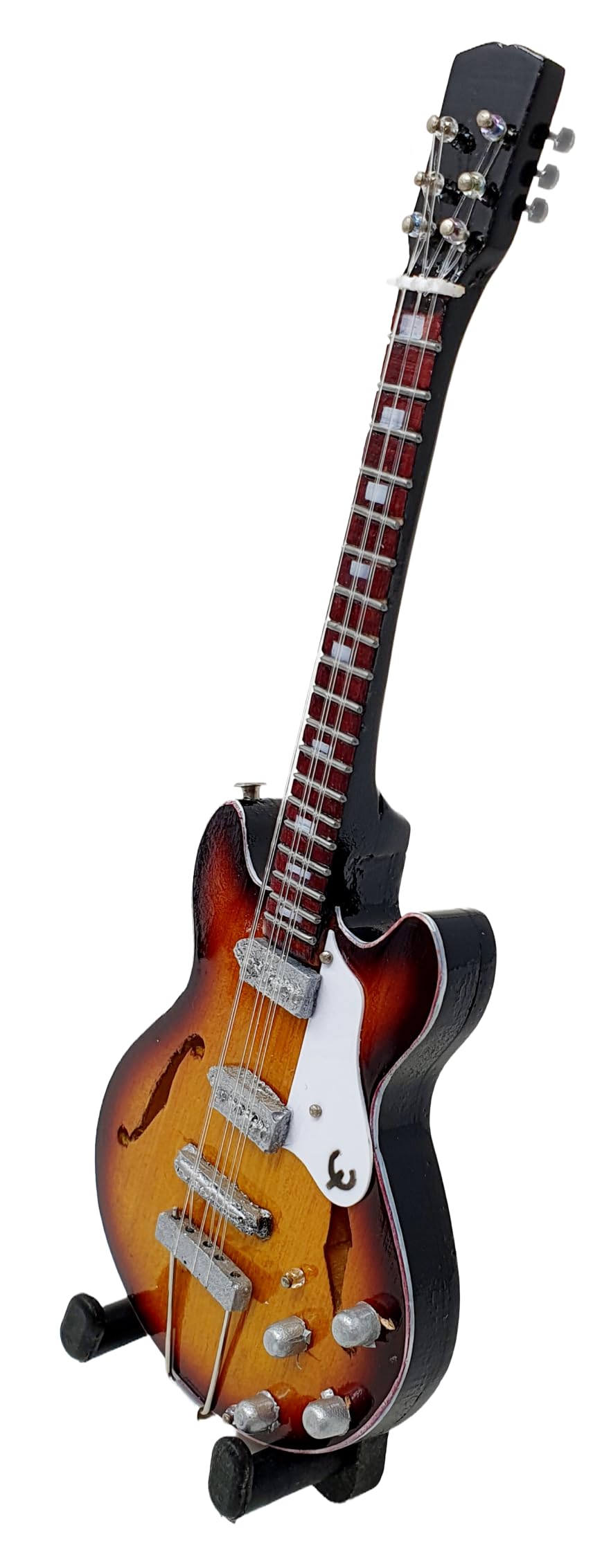 Rockstar BMG0014 Guitare électrique miniature Epi Casino en bois faite et peinte à la main Cadeau pour musiciens et collectionneurs Taille 15,5 cm