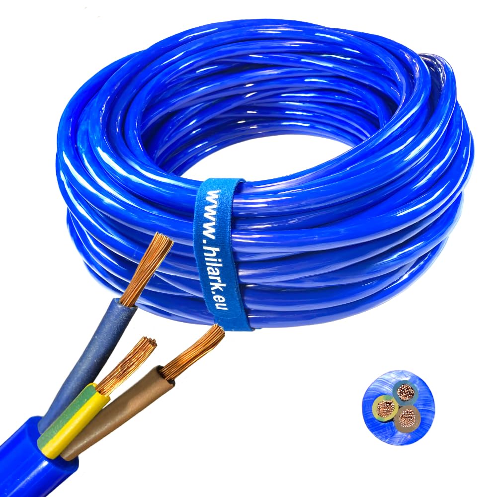 Hilark Cable Tech Câble H07BQ-F 3x2,5 mm2 (3g2,5mm2) Toron (10m, Bleu)